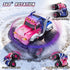 YEESWOOQI 360Spin, 1:18 4WD 3-12 Remote Control Car for Girls, Waterproof Pink Monster Truck Toys W/Blocks & Amphibious