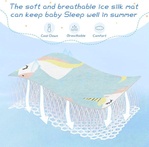 SyXIOP 28" 52" A Cute Cartoon White Unicorns Cooling Baby Crib Mattress x Ultra Soft Pads for Bed Washable