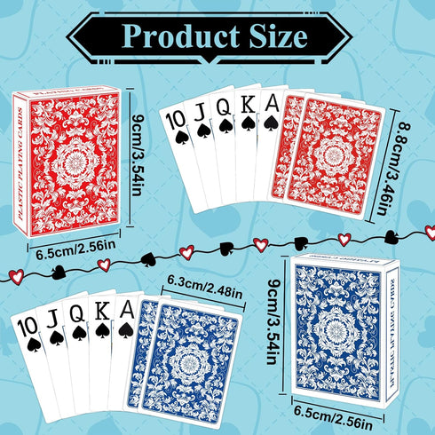 Metsyth 2 Pack Set Plastic Playing Cards Waterproof Cards Poker Card Playing Card Large Print for Adults Seniors, Deck