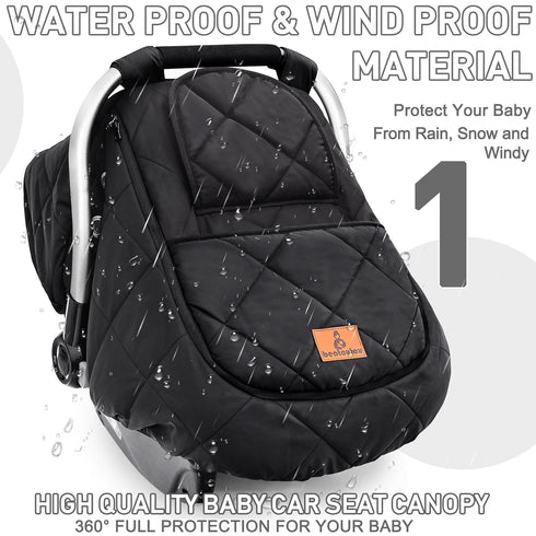 Cozy beatoutou Winter Baby Car Seat Cover, Beatoutou Waterproof Winter Infant Carseat Canopy for Boys Girls, Cold