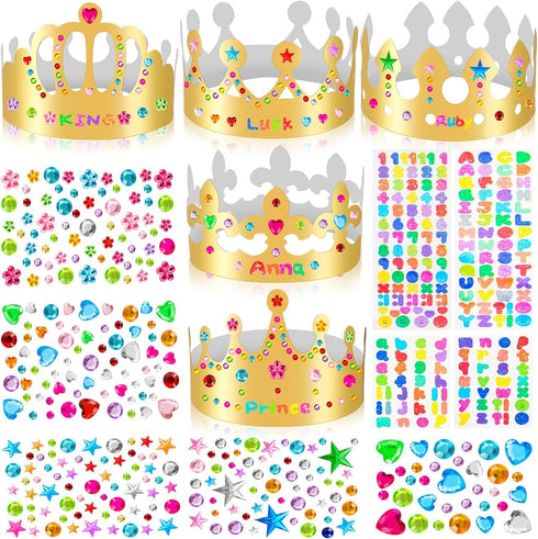 MGZTTHW Gold Paper Crowns, Diy Birthday King Crowns Craft to Decorate, Paper Prince