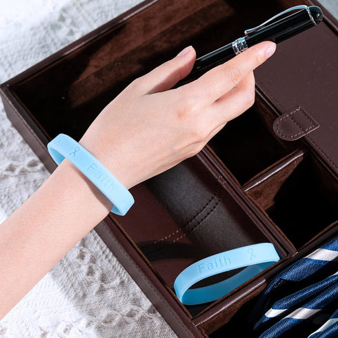 Light Blue Silicone Bracelets, Rubber Wristbands for Prostate Cancer Awareness, Perfect for Women and Men