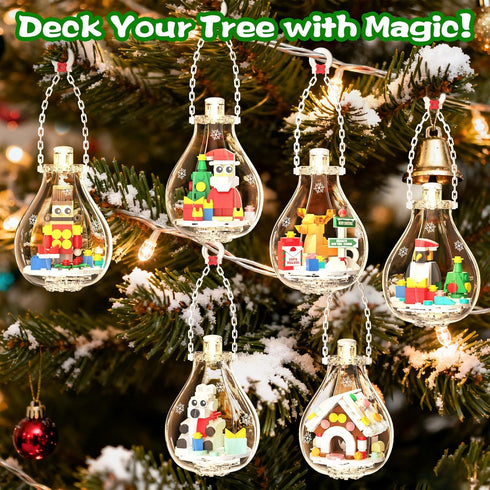 2026 647 Set Light-Up Christmas Ornament Building Kit PCS Holiday Building Blocks for Kids and Adults, Featuring