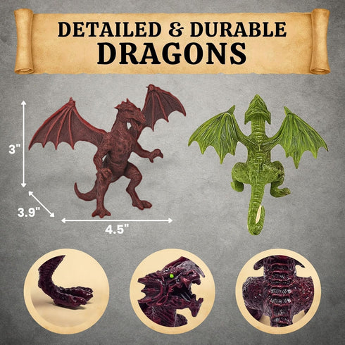Playset 42 Liberty Imports Medieval Knights and Dragons Figures Plastic Fantasy Soldier Figurines and Accessories Toys