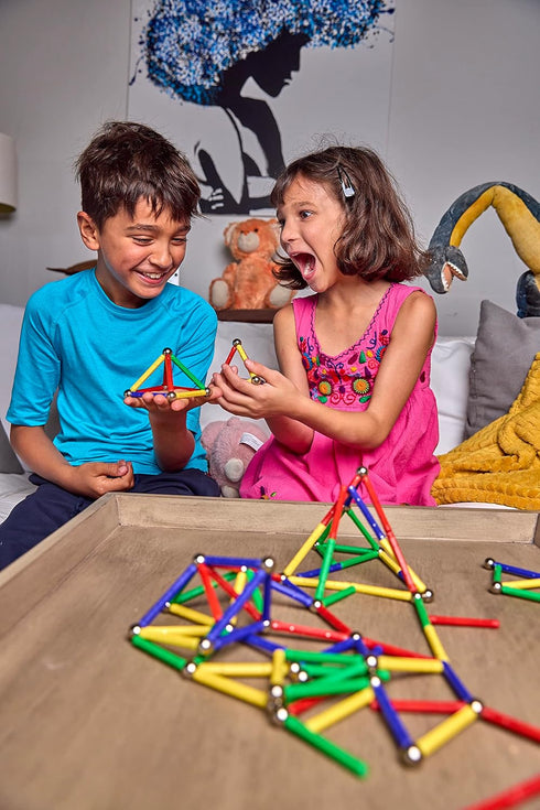CMS MAGNETICS - 156-Piece Multi-Color Magnet Building Toy Set, STEM Educational Learning Activity in Tin Box