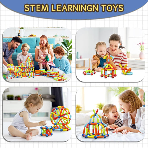 3 4 5+ Toddler Magnetic Blocks Building Toys, Kids Montessori Toys for Year Old Girls Boys, Educational Magnetic Sticks