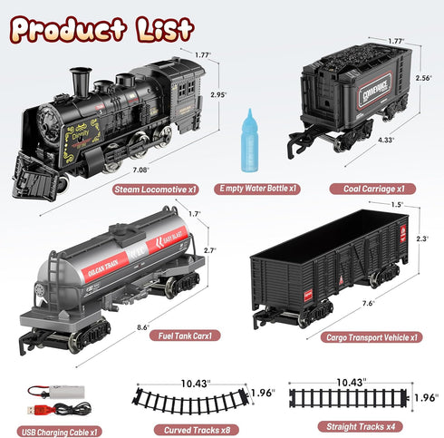 Set 3 4 5 6 7 8+ Hot Bee Train for Boys, Metal Alloy Electric Trains w/Steam Locomotive, Cargo Cars & Tracks, Train