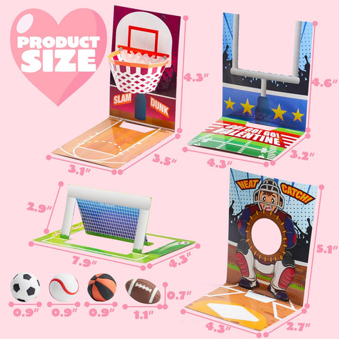28 JOYIN pcs Fun Valentine Sports Game Card and Erasers for Kids Party Favor, Classroom Exchange Prizes, Valentines Day