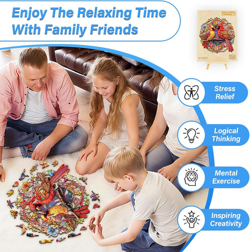 (M-11.9 11.8in 200pcs) Wooden Puzzles for Adults, Wooden Cardinal Puzzle, Wooden Jigsaw Puzzles for Adults, Birthday