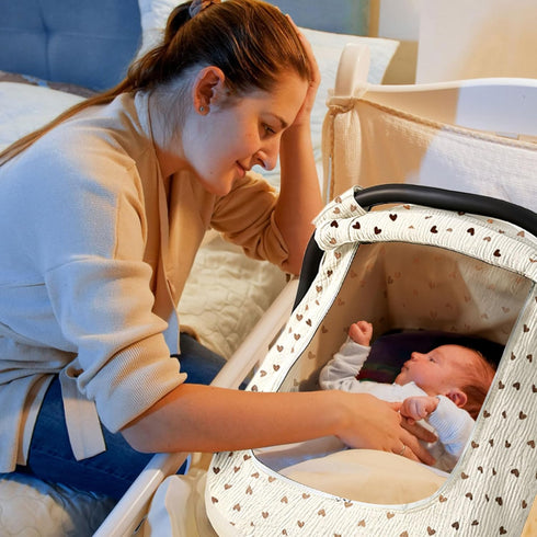 Muslin Cotton Car Seat Cover Baby, Universal Fit Carseat Cover for Baby, Infant Car Seat Cover with Mesh Peep Window