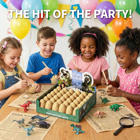 36-Pack 3-12 Uregoio Dinosaur Eggs Dig Kit, Surprise Dinosaur Eggs Excavation Kit with Magnifier, Science STEM Toys