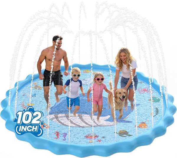 102" Splash Pad, Sprinkler & Splash Play Mat Toys for Kids Water