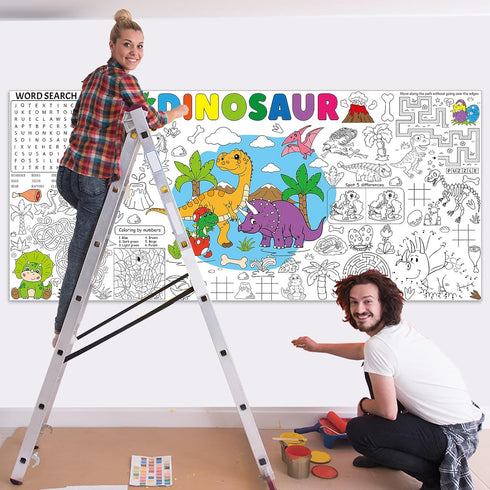 Naozinebi Dinosaur Giant Coloring Poster for Large Coloring Tablecloth Big Paper Sheets Page Dino Table Cloth DIY