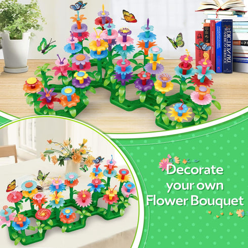 YEEBAY Flower Garden Building Toys for Girls Age 3-7 - STEM Gardening Pretend Toys, Stacking Game, Educational Activity