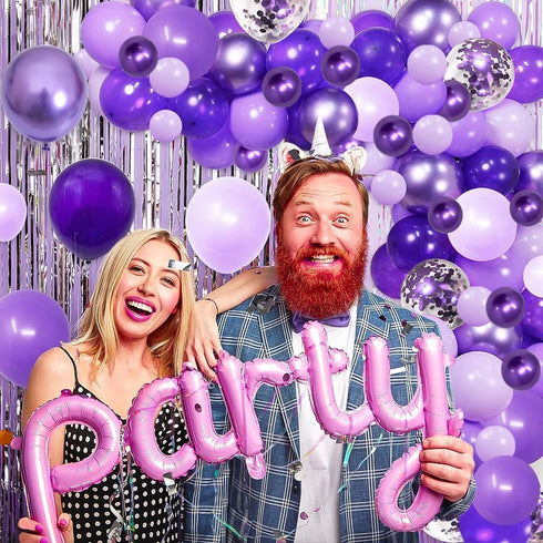Purple Shades Balloons Garland Arch Kit, 116Pcs 5"/10"/12" Dark Pastel Light Metallic Confetti Balloons for Party