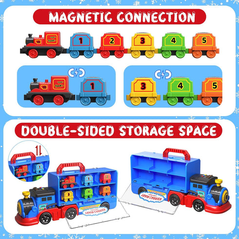 3 4 5 6 Toys,2-in-1 Set 1 Trucks,6 AuroTops Toys for Year Old Boys for Kids Girl Boy Toddler Toy Trucks Christmas Train