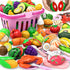 JASNKKONT 94 Pcs Cutting Play Food Set for Kid Kitchen (45 Items), Pretend