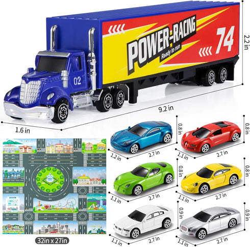 Toddler Car Toys for Boys Ages 3-6, Die Cast Racing Car Toys Set with Play Mat Gift for Kids