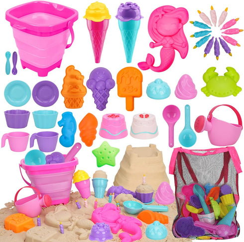 TOY Life Beach Toys, Sand Toys for Toddlers 1-3, Beach Bucket, Sand Castle Building Kit for Kids Ages 4-8, Summer Toys.