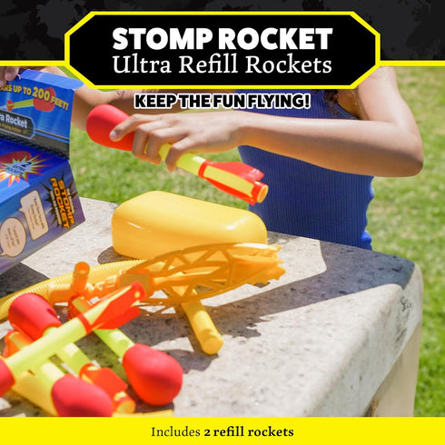 Stomp Rocket Ultra Rocket Refills - 2 Foam-Tipped Rockets for Kids, Fun Outdoor Toys