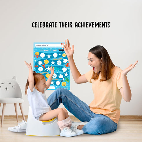 x10 23 Potty Sticker Chart for Kids pcs - Ocean Theme Potty Training Chart for Toddlers Boys and Girls - Toddler