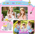 24 Set 8 oz Lenwen Color Your Own Tea Party Cups with Handle, DIY Coloring Treat Paper Cups and Plates Snack Dessert