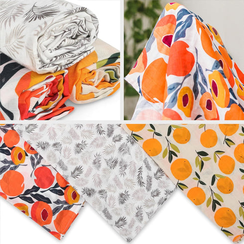 3-Pack San Francisco Baby Muslin Swaddle Blankets, - Soft Bamboo Rayon and Cotton Receiving Blankets for Boys & Girls