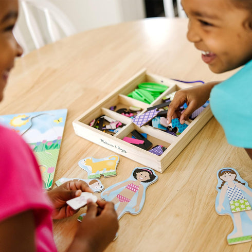 Melissa & Doug Best Friends Magnetic Dress-Up Wooden Dolls Set (78 pcs) for Pretend Play