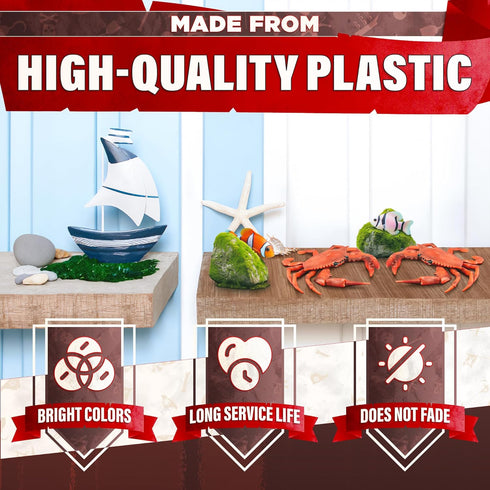 2PCS Plastic Red Crabs – Realistic Fake Crab Decor, Ocean Animal Figurine for Party Decorations and Kitchen Decor