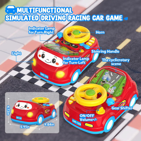 1 2-in-1 12-18 1-2, Toys for Year Old Boy Gifts - Toddler Push Car & Musical Racing Adventure Steering Wheel Driving