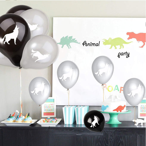 24PCS Wolf Latex Balloons for Wild Wolf Animal Theme Party Supplies, 12inch Balloons for Kids Birthday