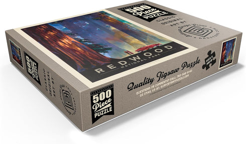 500 MyPuzzle Redwood National Park: Among The Giants, Vintage Poster - Premium Piece Jigsaw Puzzle for Adults