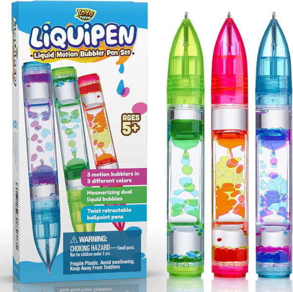 YoYa Toys Liquipen - Liquid Motion Bubbler Pen Toy (3 Pack) -