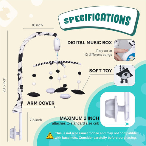 Montessori Mobile Baby for Crib (TINITIGIES) - Black and White Mobile Give Visual Stimulation to Engage Your Newborn