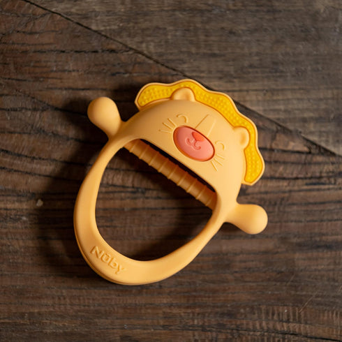 Nuby Silicone Wrist Teething Mitten, Teether Ring for 3+ Months, Lion Design