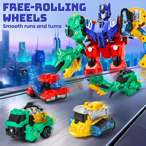 36, 6-in-1 4 5 7 8, BLF FUN Magnetic Transforming Dinosaur Car Toy for Kids Ages Transforme Dino Robot Truck, Birthday