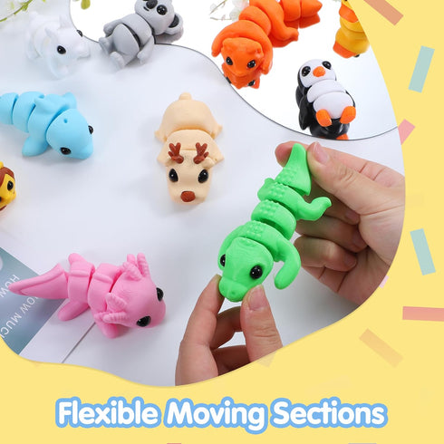 12 3D Set, 3D JOYIN Pcs Printed Animals Mini Animals Printed Toys - Cute Articulated Flexible Figurines Fidget Toys