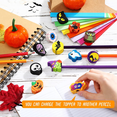 Halloween Large Erasers - Trick or Treat Party Favors Decorative Pumpkin Ghost Spider Erasers Bulk (36 Pcs)