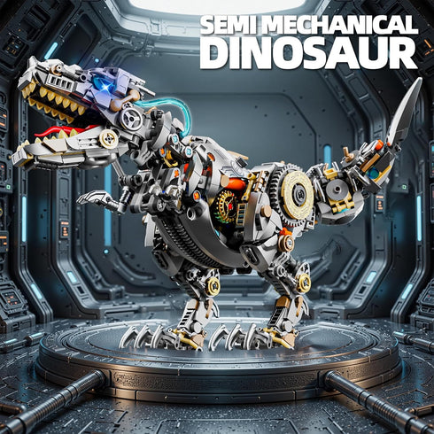 HJPLPXH Set 1268 Mechanical Tyrannosaurus Building Blocks with LED Light & Display Stand, PCS T-Rex Dinosaur Model Kit