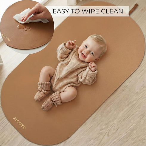 Beautiful Baby Diaper Changing Mat Made of Vegan Leather - Soft and Easy to Wipe Changing Pad for Travel or at Home Use