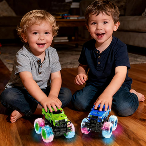 2 3 4 5 6 (2 Pack) LODBY Monster Trucks Toys for Toddlers, Light-Up Trucks & Cars Toys for Year Old Boy Christmas