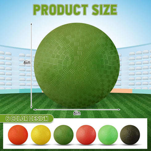 24 Pcs 6 Inch Colorful Dodgeball Playground Balls, Inflatable Kickballs for Kids & Adults, Sports Party Supplies