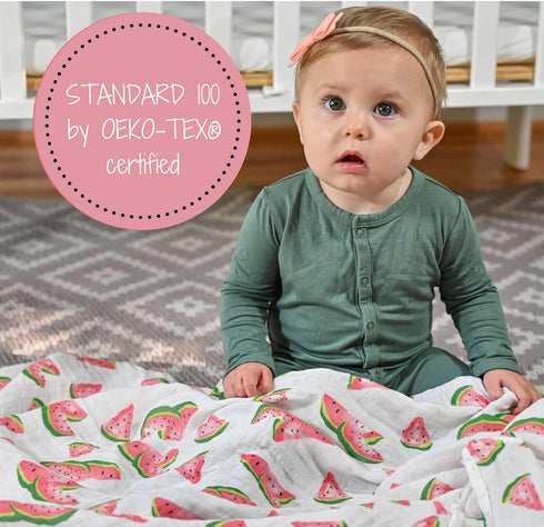 Swaddle Blanket | 100% Muslin Cotton | Newborn and Baby Nursery Essentials for Girls, Watermelon Fruit Print