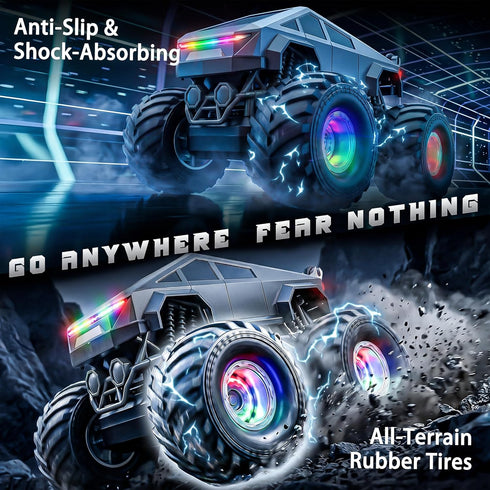 2.4GHz 1:20 4WD 8-12 360 6, 7, 8, 9, 10 BEZGAR Cyber Truck Toy - Remote Control Car for Boys with Colorful Lights