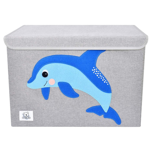 Foldable Large Kids Toy Chest with Flip-Top Lid, Collapsible Fabric Animal Toy Storage Organizer for Toddler, Children,