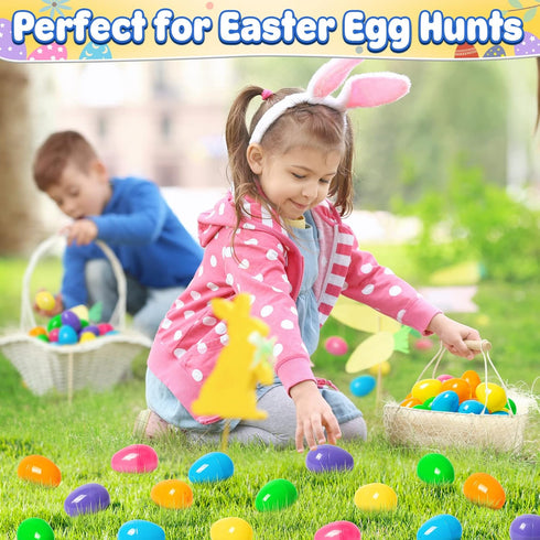 300 2.4Empty 12 Duchong Easter Eggs Bulk, Plastic Eggs Include Golden Eggs, Perfect for Eggs Hunt, Theme Party Favor