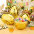 6 10'' JOYIN Pcs Gold Jumbo Easter Eggs, Fillable Metallic Large Plastic Eggs for Easter Themed Hunt Basket Stuffers
