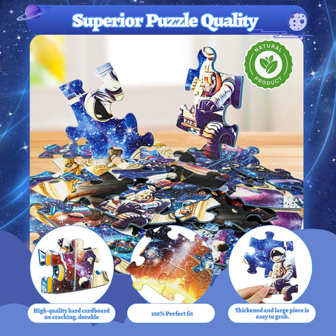 Glow in The Dark Solar System Jigsaw Puzzles, 70 Pieces for Kids Ages 4-8, Educational Floor Puzzle Toys