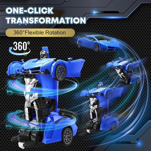 Gikimooy 3-8 2 2.4Ghz 360 Transform Remote Control Car, Transform Robot Toys for Boys Years Old, Rechargeable Batteries
