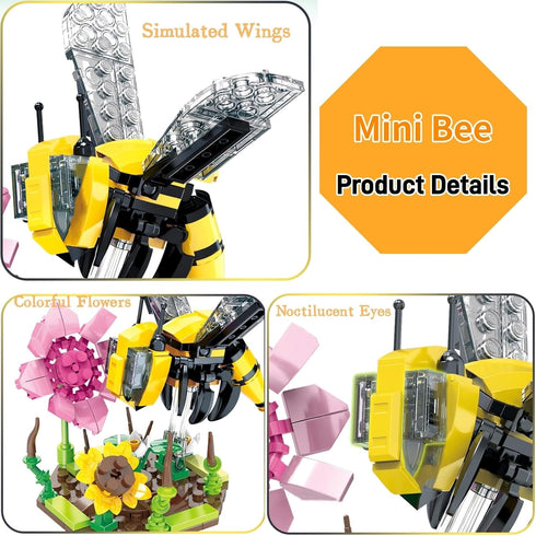 WULOBOOI Sets, Ideas Insect Collection Toy Building Bee with Flowers Sunflowers Nature Display Models for Home Decor